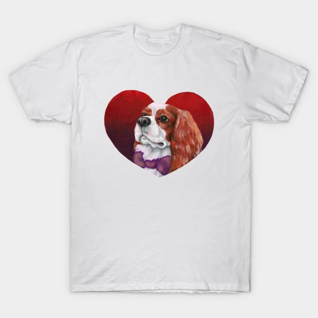 Cavalier King Charles Spaniel - Blenheim Heart T-Shirt by jollyinu